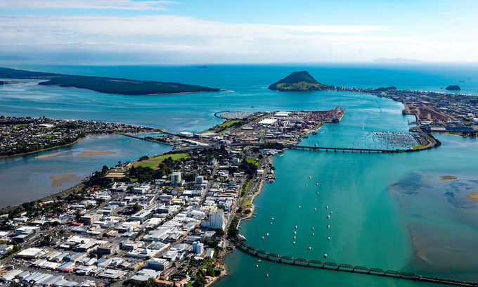 Arial view of Bay of Plenty NZ